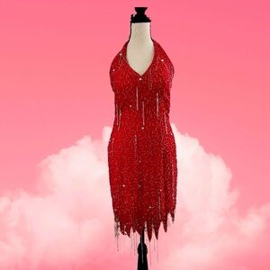 NTE-Beaded Hot Pink Pink Dress Size 4